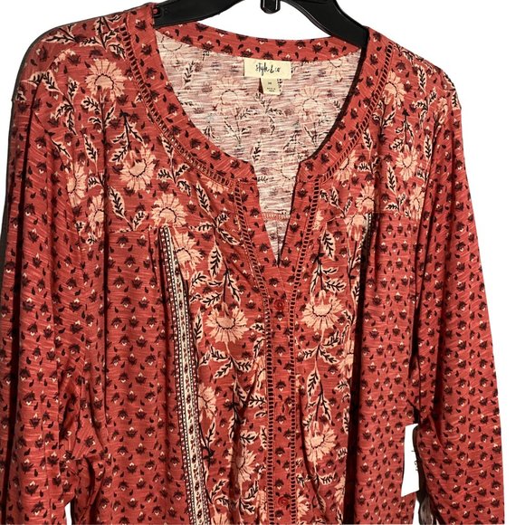 NWT Style & Co. Plus Printed 3/4 Sleeve Blouse - Picture 2 of 5